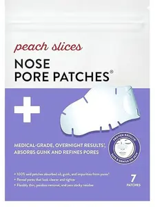 Peach Slices | Nose Pore Patches | Medical-Grade Hydrocolloid | Targets Pores & Pimples | Absorbs Oil Overnight | Vegan | Cruelty-Free | Facial Skin Care Products | 7 Ct