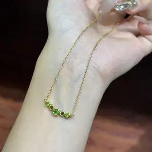 Natural Crystal diopside necklace  S925 Valentines Gift , Gift for Wedding/Birthday/Mother'sDay/Christmas