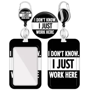 ID Badge Holder with Retractable Reel, 1 Count ID Name Tag Work Badge Clip, Heavy Duty Vertical Card Protector for Work Office Nurse, Office Supplies, Retractable Badge Holders