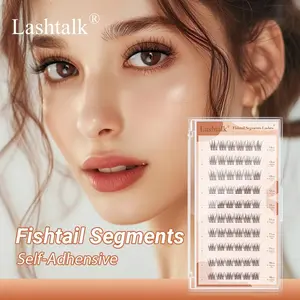 Fishtail Individual False Eyelashes, Cluster Eyelash, One-step Self Adhesive Natural Look Eyelash Extensions, Eye Makeup Enhancement False Eyelashes for Women & Girls