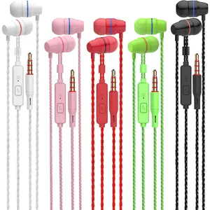 5 Packs Wired Earbuds with Microphone, in Ear Earphones for School, Deep Bass Clear Sound, Noise Isolating, Fits 3.5mm Jack iPhone iPad Samsung Google Devices (White Pink Red Green Black)
