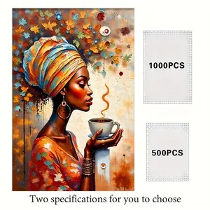 S&H 300/500/1000pcs Adult Puzzle - Large Challenging 5D/6D Cube-Like Pieces, African & Map-Themed Art, Family Game Night, /Christmas/Halloween Gift for Adults & Seniors, Portable Box (500 or 1000pcs)