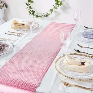 Glitter Paper Table Runner Roll 9ft Rose Gold Circle Pattern - Stylish Disposable Party Decor