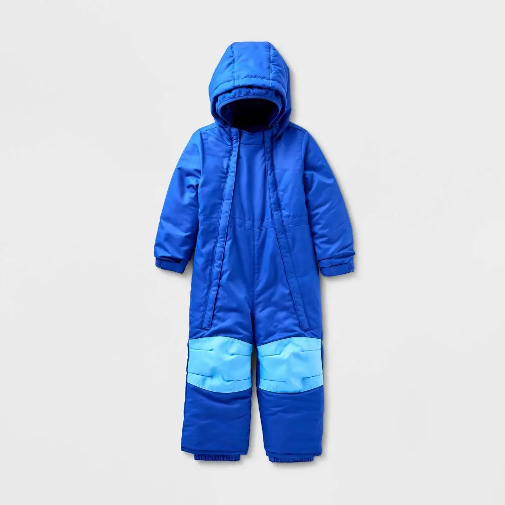 Cat & Jack Toddler Hooded Snowsuit - Half-Zip Coverall with Reinforced Knees