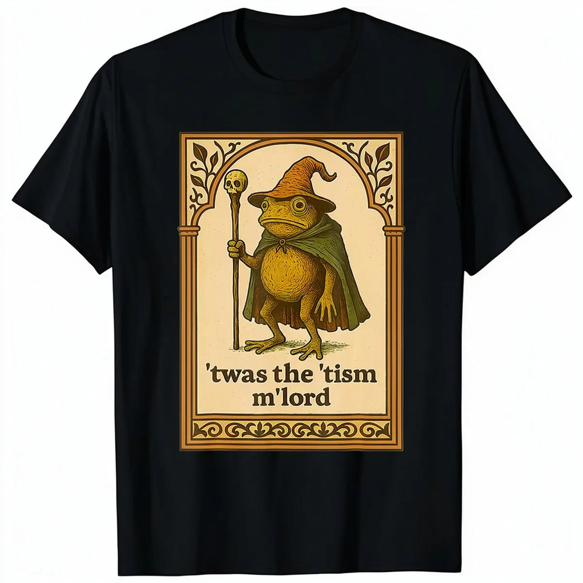 Men's Oversized Short-Sleeve Round Neck Cotton Graphic T-Shirt - Casual Classic Menswear "It Was The 'Tism M'Lord" Funny Wizard Frog Autism Awareness Streetwear Top