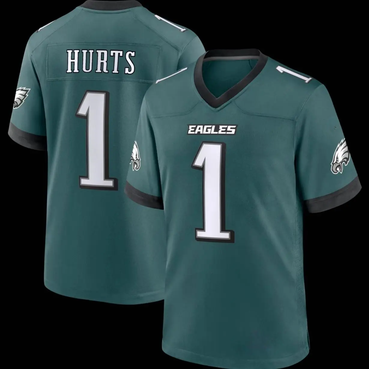 Unisex Football inspired by Hurts 1 Philadelphia Home Team Game Jersey - Midnight Green