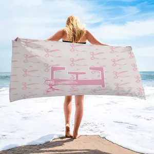 Bow Letter Beach Towel, Soft Plush Material, Custom Initial Print, Perfect for Poolside Rest, Beach Vacation, Friend Trips
