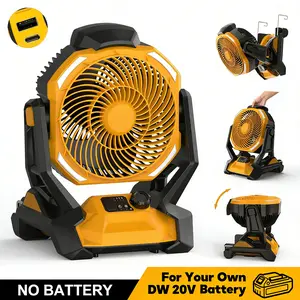 Electric 3-in-1 Camping Fan, Portable Battery Powered Jobsite Fan for Dewalt 20V DCB Battery, Rechargeable Tent Fan with Led Light & Power Bank, Outdoor Work Fan, Bare Tool Only