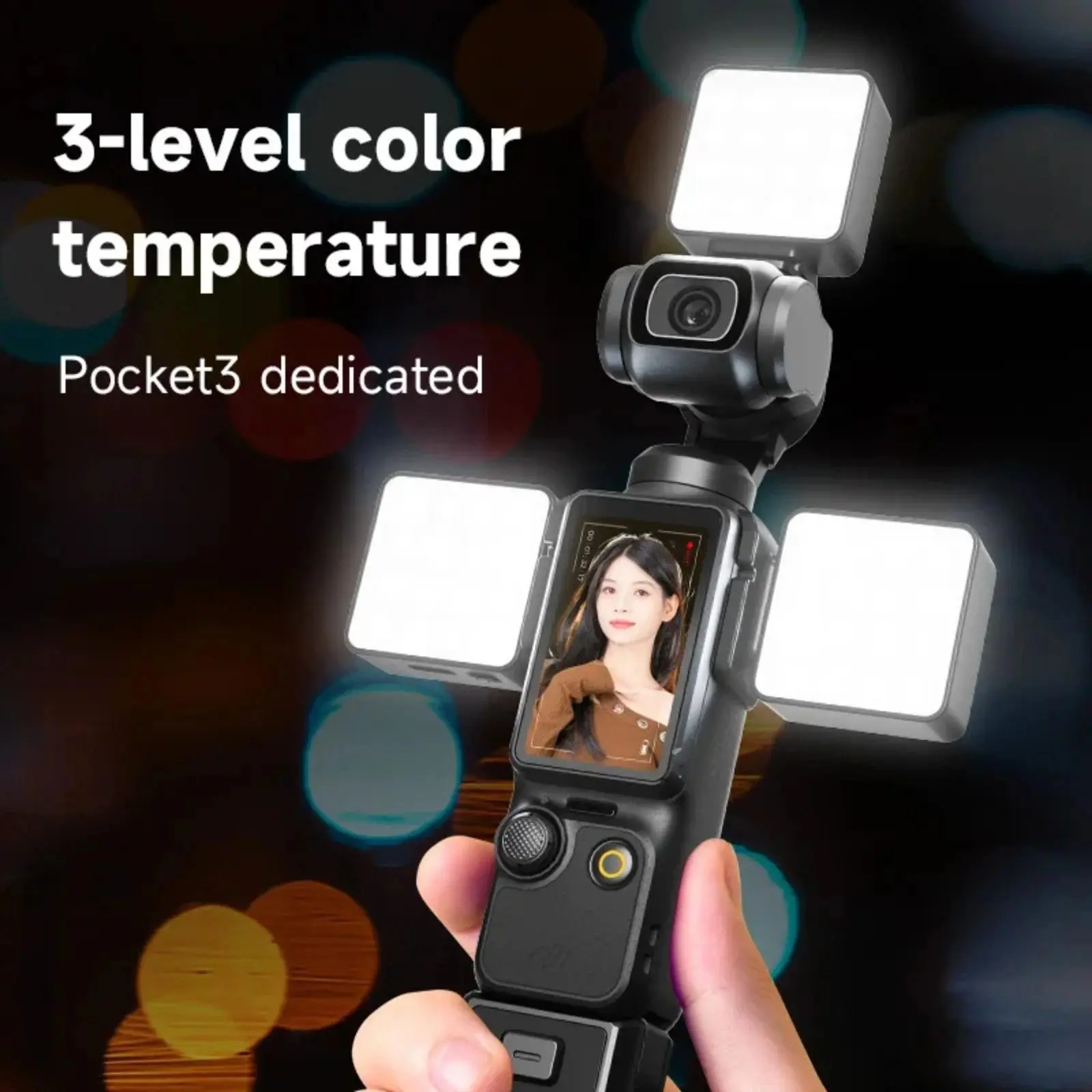 1pc Magnetic Rechargeable LED Fill Light for DJI Osmo Pocket 3 - Aluminum Alloy Handheld Camera Accessory with Cover, Protection, All Ports & Buttons Freely Accessible for Vlogging, Accessories