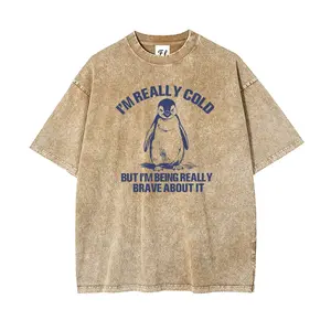 "I'M REALLY COLD"S~5XL Oversize Unisex Washed T-Shirt for Women and Men's Unisex Fit Batik Cotton Oversize Streetwear Menswear  Super Soft Pre-Shrunk