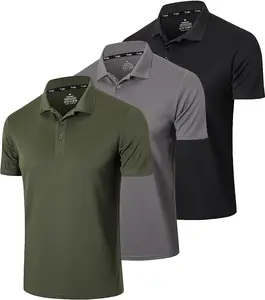 （Choose A Size Up)3/6Pack Men's Breathable Quick Dry Golf Polo Shirts,Casual Clothes Collared Mesh Polyester Slim Outdoor Soccer Stretch Tops