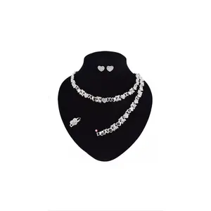 Women's Daily Teddy-Themed Chain Set - HUGS&KISSES Silver-Layered Gold-Plated Style #15