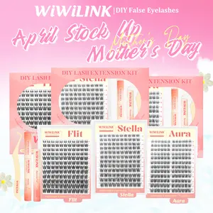 WiWiLINK Stella Flit Aura 3D Cluster Lashes - DIY Lash Extension Kit Ultra-Thin Transparent Bands, C/D Curl, 8-16mm (Includes Bond, Seal & Remover)