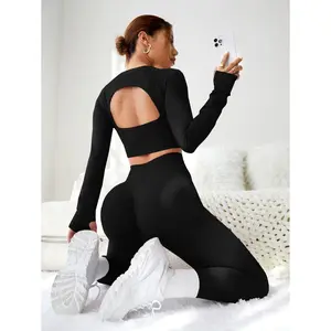 Sport Cut & Back Thumb Holes Sports Set Workout Women Setwomen Workout Set Gym Women Outfit