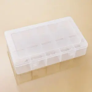 1pc 15 Grids Large Plastic Storage Organizer Box With Adjustable Dividers, Clear Jewelry Craft Container For Tape, Beads, Sticker