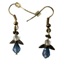 Light blue, tiny angel earrings