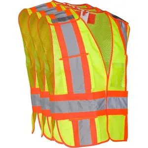 High visibility safety vest ansi class 2 breakaway vest with 5 pockets hi vis
