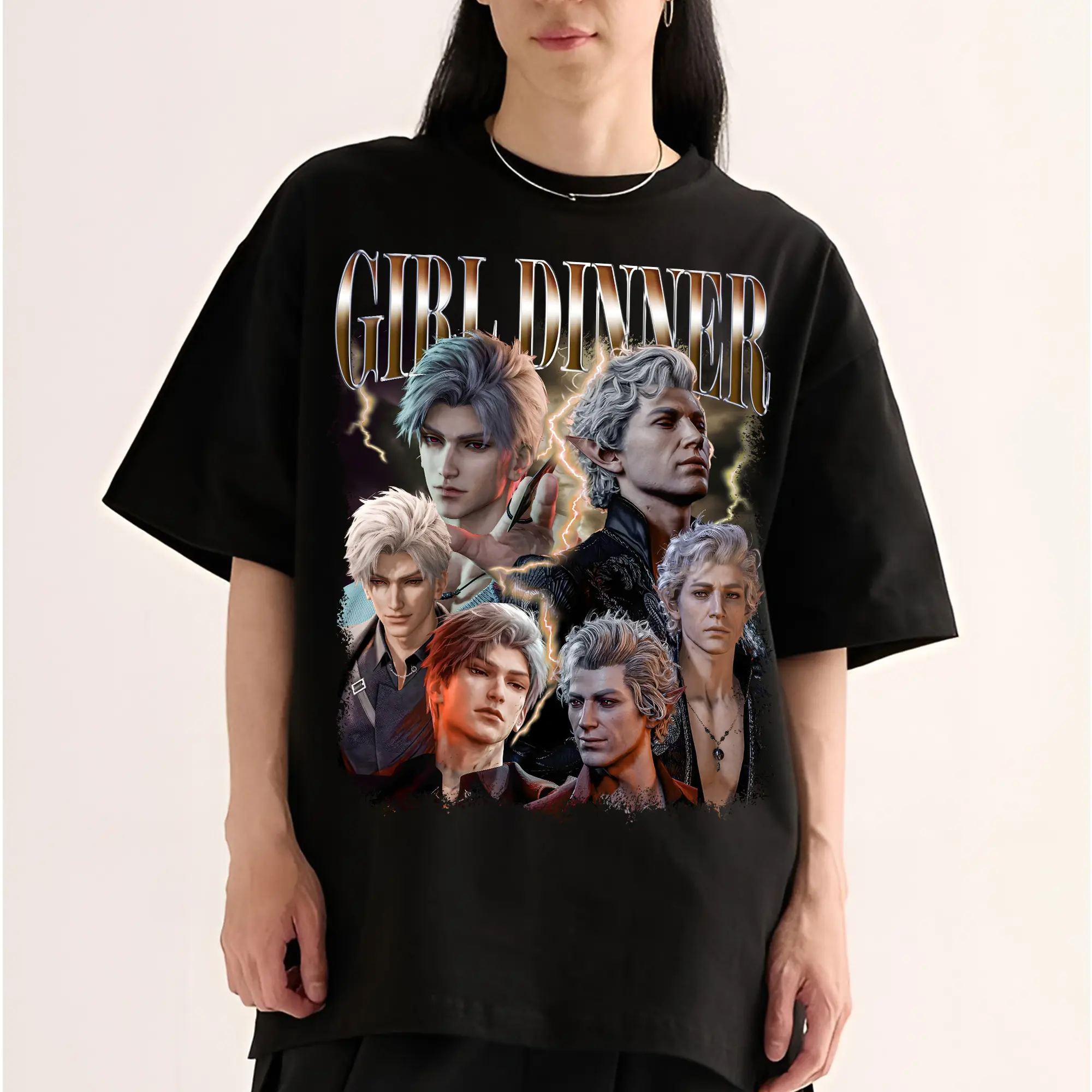 Girl Dinner Astarion Sylus Retro Vintage T-shirt Sweatshirt Hoodie Gift For Fan Fabric Womenswear