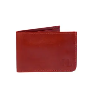 Rustic Red Slim Bifold Wallet for Men – Handmade Cowhide Leather, 4 Card Slots & Cash Pocket, RFID Secure, Minimalist Design by Hammi Leathers