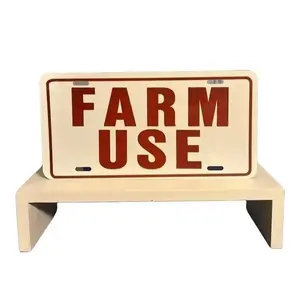 Farm Use White Red License Plate, Car Accessories, Perfect Gift - Lightweight Aluminum, Pre-Drilled holes, Easy Installation Truck Vehicle