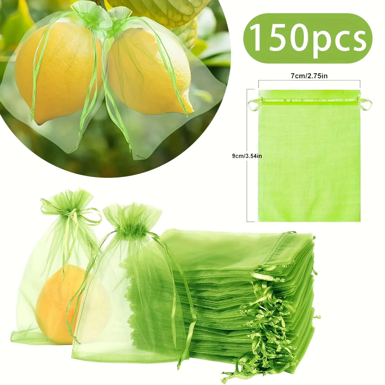 Set of 150 Gardening Net Bags Featuring a Drawstring - Breathable Mesh Bags Designed to Protect Plants, Fruits, Vegetables, And Flowers from Insects And Birds, Lightweight And Transparent, Ideal for Garden Use