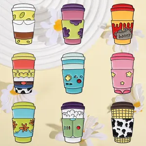 Creative Cute Water Cup Alloy Pin Set of 9PCS for Backpacks Clothing Men Women Daily Wear Exquisite Gift for Family Friends Perfect Present