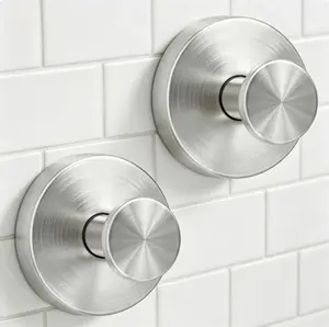 Stainless Steel Suction Cup Hooks, No Drill Heavy Duty Shower Hooks for Bathroom, Towel Robe Holder, Waterproof Adhesive Wall Hooks for Kitchen, RV, Towel, Loofah, Bath Accessories, Removable & Reusable