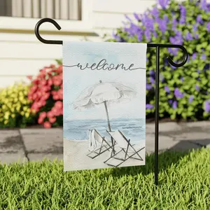 Beach Welcome Garden Flag: Double Sided Outdoor Decor (12'' × 18'')