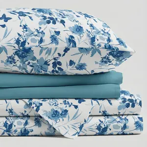 LEAF BOTANICAL FLORAL PATTERN 6-PIECE SHEET SET