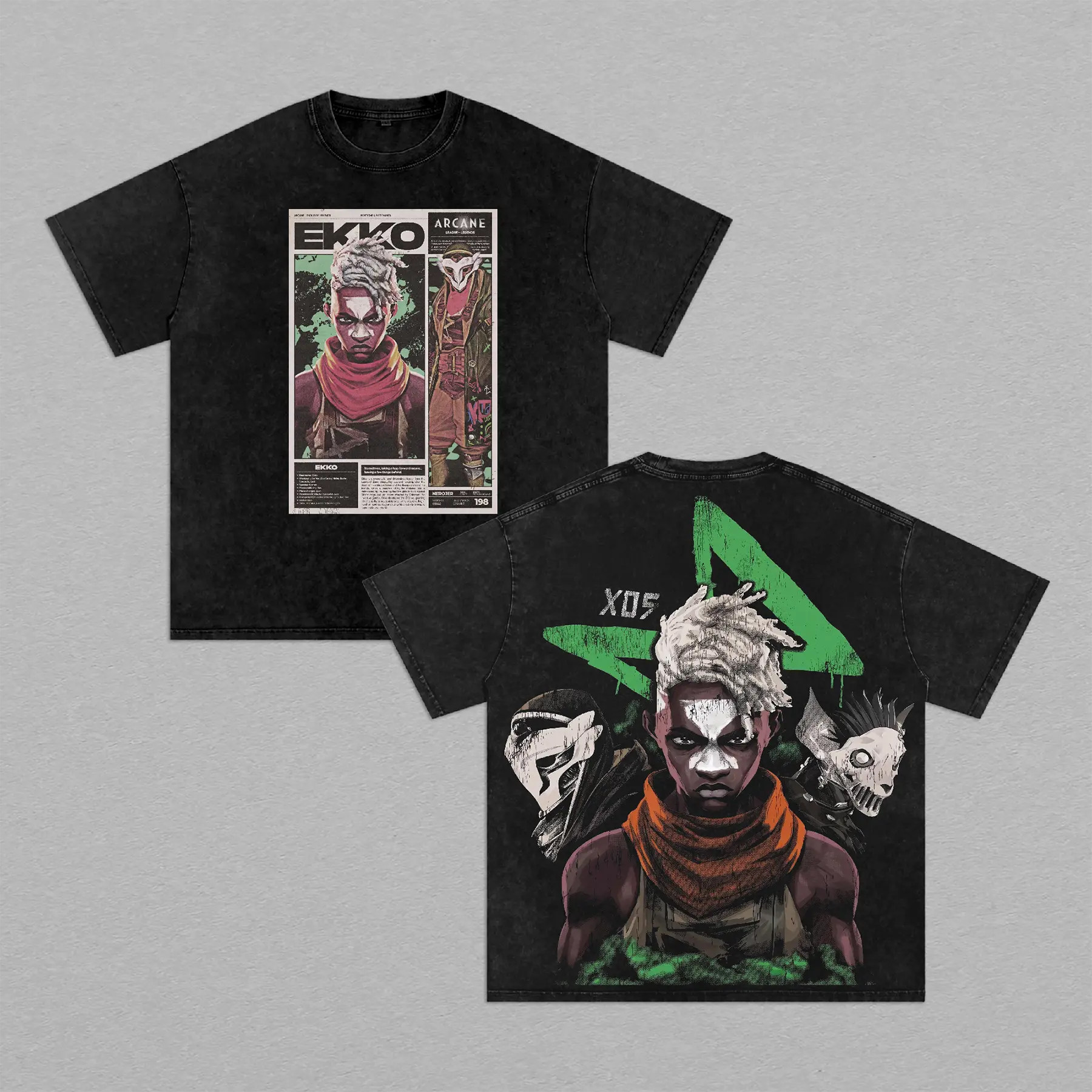 Ekko Arcane Tee – Ekko Vintage Washed T-Shirt | Boy Savior | Firelight Leader | Zaun Inventor | Arcane League of Legends Graphic Tee | Heavy Cotton Unisex Oversized Streetwear Top