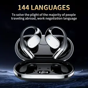 144-Language Real-Time Speech Translation + Bone Conduction Tech, 6-Mic Noise Cancellation for Business/Travel, HD Bass & Touch Control (iOS/Android)