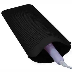 Silicone Heat Resistant Mat Pouch for Hair Straightener, Curling Iron, Flat Iron and Hot Hair Tools Black