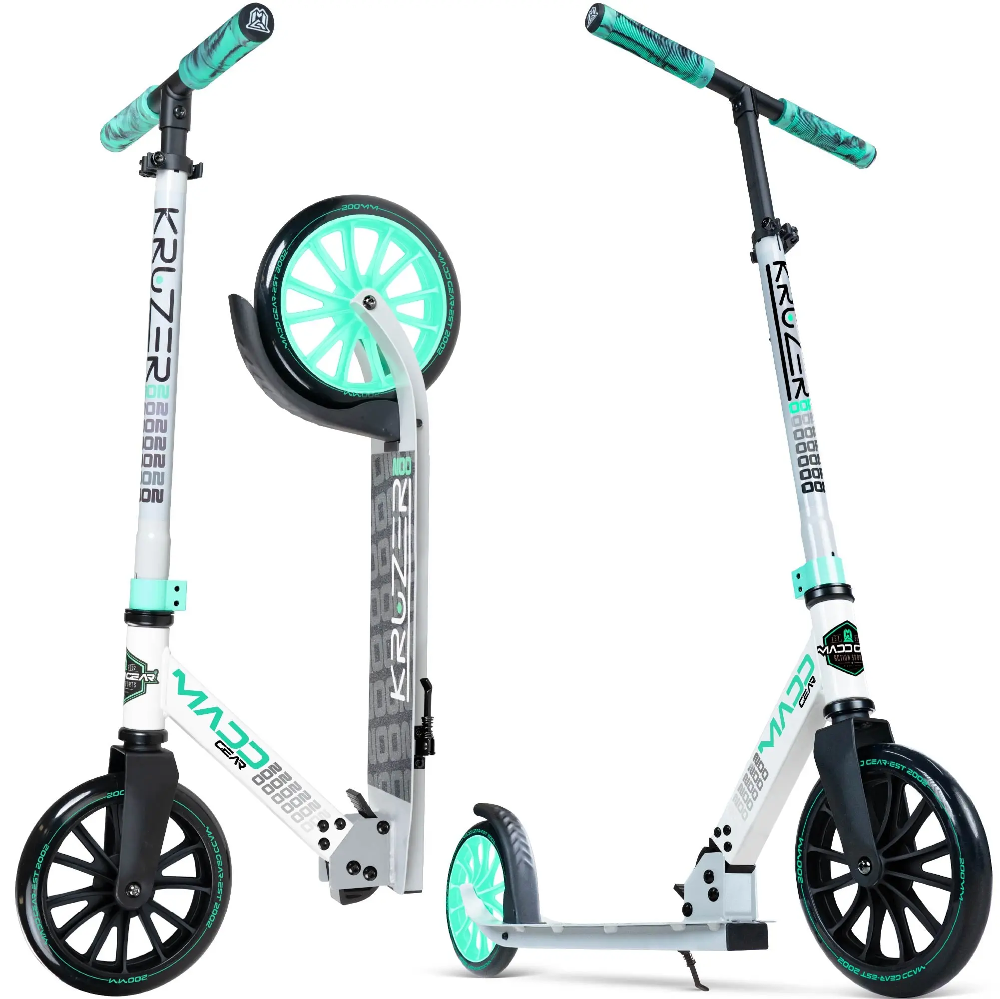 Madd Gear Kruzer 200 Folding Scooter - White / Teal Madd Gear Kruzer 200 Folding Scooter - White / Teal