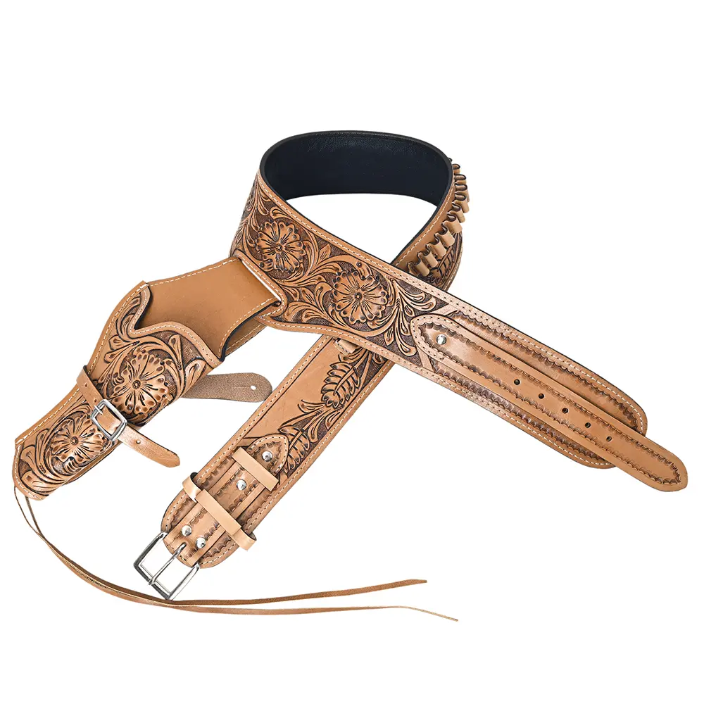 HILASON Western Right Hand Gun Holster Rig 22 Caliber Leather Cowboy | Holster| Belt
