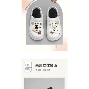 Summer New Women's Fashion Gold Diamond Bear High Heel Faux Leather Pattern Clogs Shoes Heightening Thick Bottom Garden Shoes