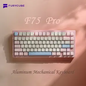FURYCUBE F75 Pro 75% Creamy Custom Mechanical Keyboard | Full Aluminum, Gasket Structure, 5-Layer Dampening, Wireless (BT/2.4G/USB-C), RGB Backlight, Gaming keyboard For Laptop Computer, PBT Keycaps 3/5 Pin, BlackFriday