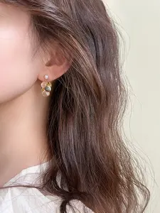 Women's Resin Grape Pendant Earrings, Silver Color Studs, Fashionable & Simple Design, Versatile Jewelry for Any Occasion