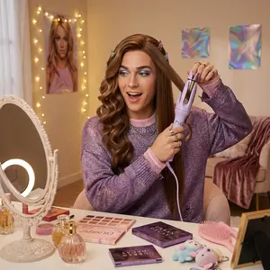 One Click Auto Rotating Curling Iron with Negative Ion, 4 Temperature Settings, Anti-Tangle Scald Proof, 30s Salon Big Waves for All Hair Types，Portable Auto Curler for Y2K Pre-Party Glam,  Frizz-Free Long-Lasting Curls for Home & Travel