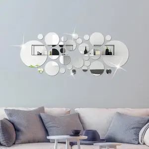 Bohemian Type Mirror Wall Sticker, Modern Wall Art for Bathroom, Living Room, Bedroom, Self-adhesive Decorative Sticker, Ornaments