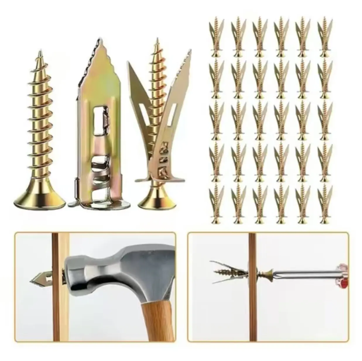 Drywall Self Drilling Anchors with Screws, Heavy Duty Fastening, 50pcs Hollowwall Anchors Kit, Wall Anchor for Hanging Photo, Home Organizer, Home Accessories, Hardware, Mechanic Tools, Self Tapping Screws