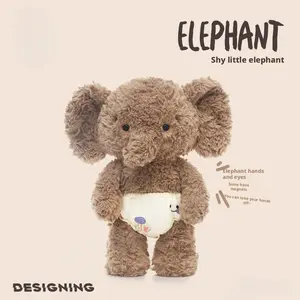 Designing Shy Little Elephant Plush Toy Cute Elephant Doll Sleeping Pillow Doll for Girls Birthday Gift Soft and Cuddly