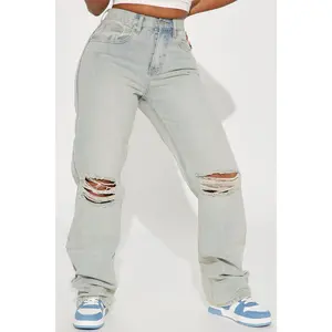 Far Away Tinted Non Stretch Straight Leg Jeans - Light Wash Far Away Tinted Non Stretch Straight Leg Jeans - Light Wash