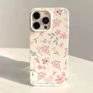 Green Leaf Pink Flower Print Phone Case For iPhone 11 12 13 14 15 16 17 Pro Max Air XS X XR 7 8 Plus 16e Shockproof Soft Cover