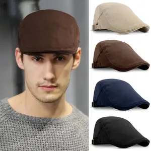 Mens Classic Newsboy Hat Solid Cotton Gatsby Cap Ivy Golf Driving Flat Cabbie