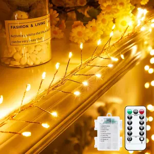 Outdoor Fairy Lights Battery Operated, Twinkle String Lights with Remote, 5 Feet 60 LEDs Firecracker Starry Lights for DIY Wreath Wedding Party Bedroom Mason Jar Holiday Christmas, Warm White