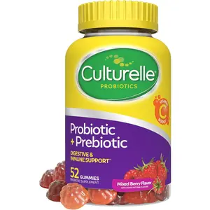 Culturelle Daily Probiotic Gummies for Women & Men, Berry Flavor, 52 Count, Naturally-Sourced Daily Probiotic + Prebiotic for Digestive Health, Non-GMO & Vegan