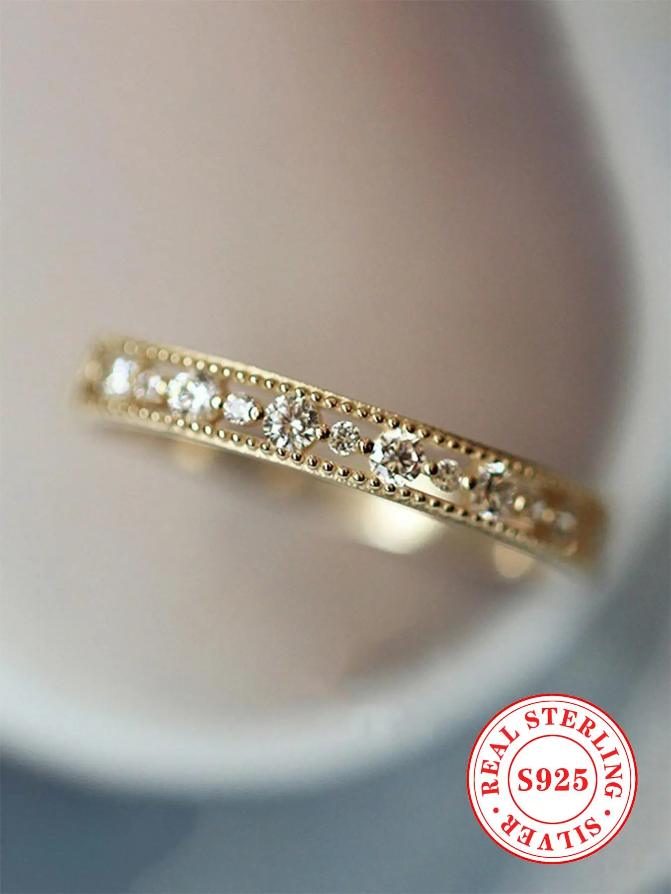 925 Sterling Silver Fashion Rhinestone Decorated Ring, Elegant Accessories for Women, Casual Jewelry for Party, Daily Clothing Decor, Trendy All-match