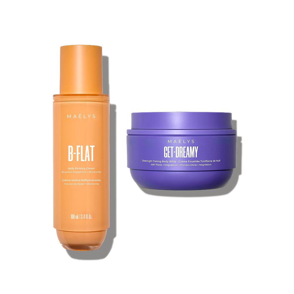 MAËLYS GET-FLATTERED Bundle - All Over Overnight Body Toning Cream and Belly Stretch Mark Cream