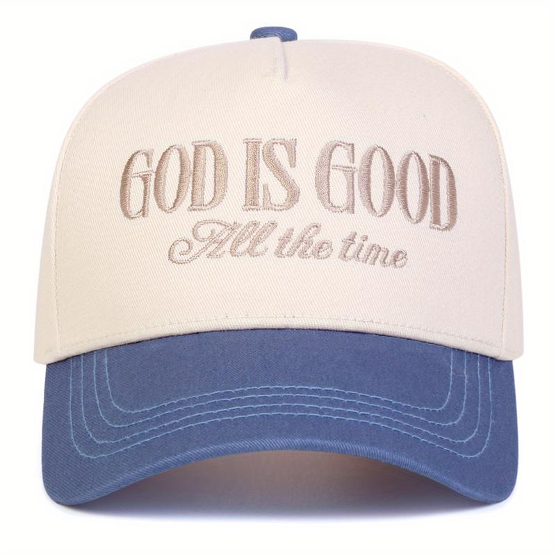 Unisex GOD IS GOOD Letter Embroidered Patchwork Five-sided Baseball Cap Outdoor Adjustable Sunscreen Leisure Hat Spring Autumn Travel Tourism Beach Vacation