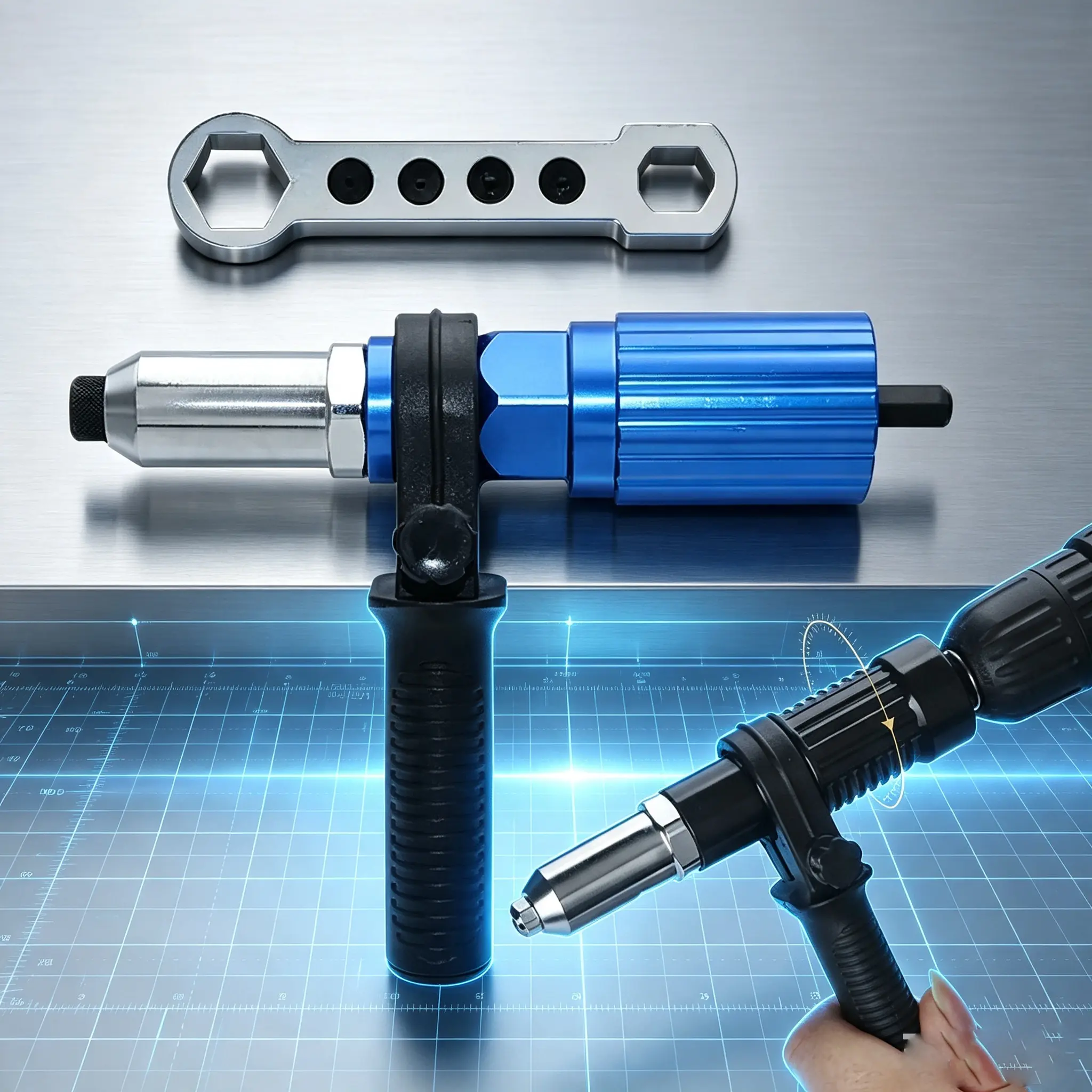 Aluminum Alloy Electric Drill Rivet Nut Adapter Kit, Portable Riveting Conversion Tool, Threaded Insert Power Drill Accessory for DIY Users, Automotive Repair, Home Maintenance